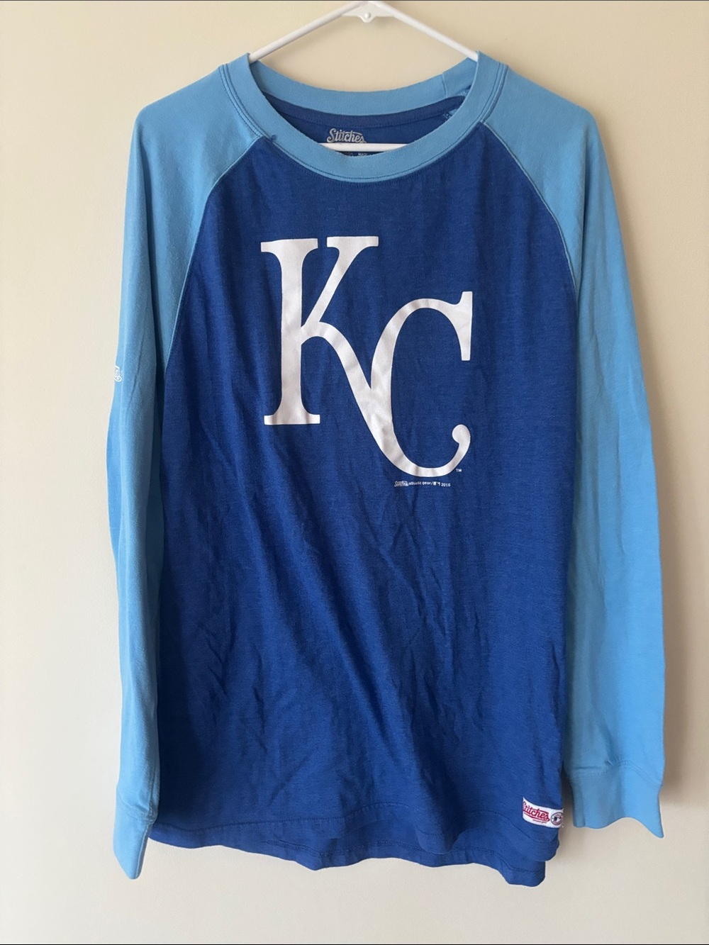 Stitches Royal Blue and Light Blue KC Raglan Long-Sleeve Tee